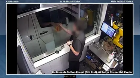 Beau Lamarre-Condon visits McDonald’s drive-thru in van allegedly used to dispose of bodies, in CCTV shown to jury
